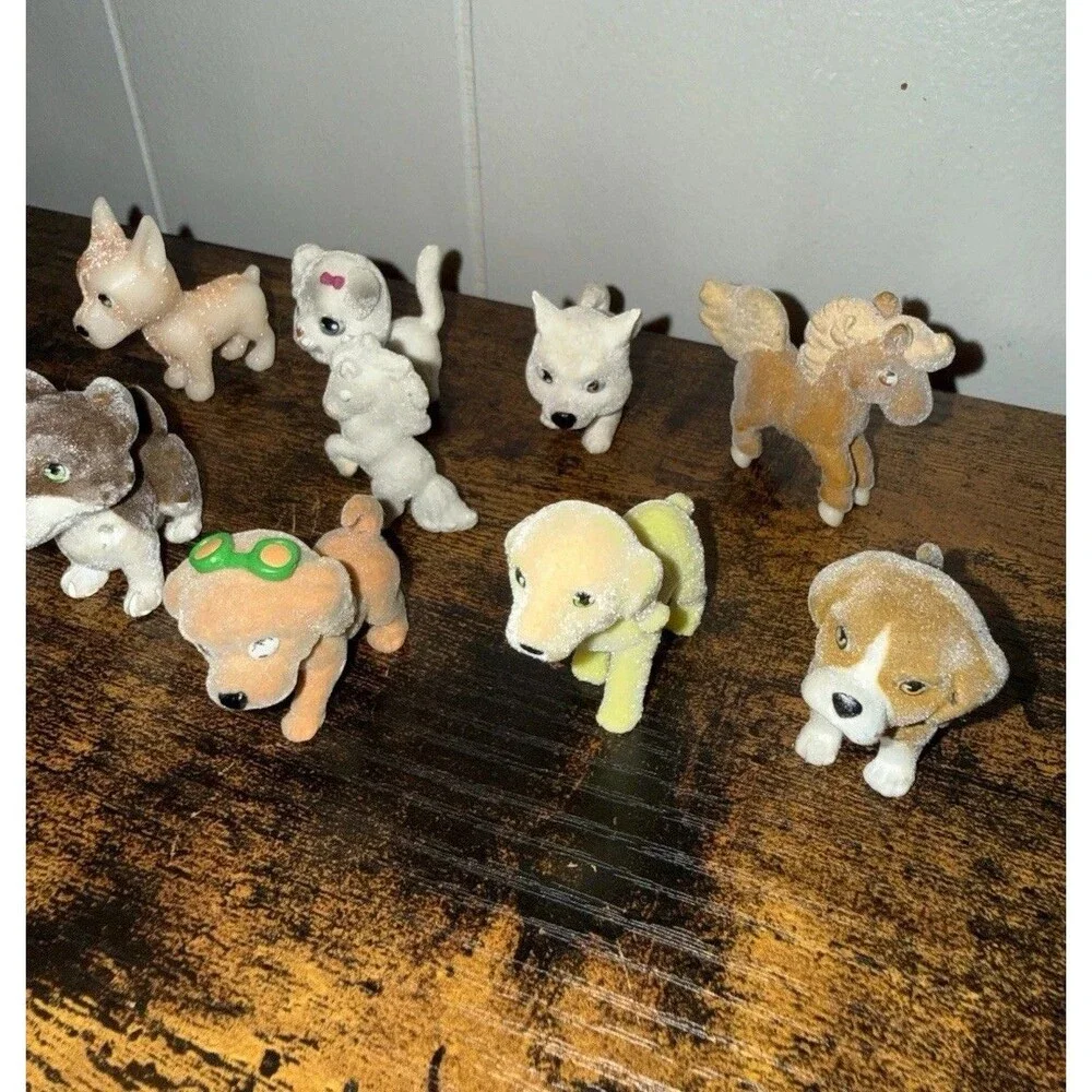 Puppy In My Pocket Toys Lot of 10 Dogs Horse Cat Flocked Miniatures Collectible